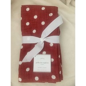 Pottery Barn Red Polka Dot Set/4 Napkins NWT